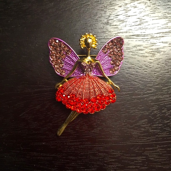Multi Color Austrian Crystals Fairy Ballerina Dancer Enhanced Brooch Pin Pendant - Picture 4 of 14